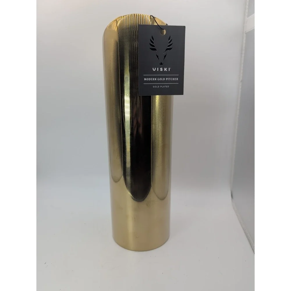 Viski Gold Modern Chic Drink Caraf  Stainless Steel 26 Oz Pitcher w Handle NEW